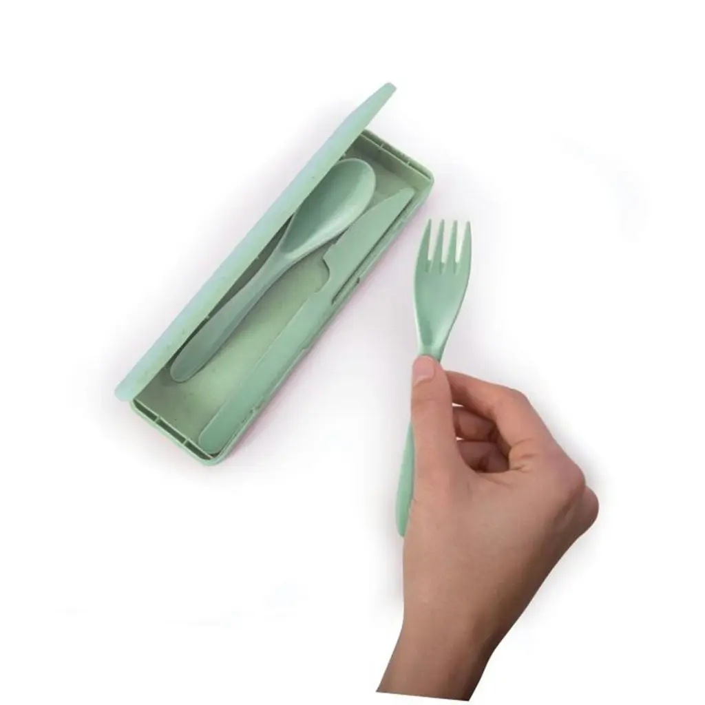 For The Earth - Wheat Straw Cutlery Set - Assorted Colours - Green, Orange, Blue