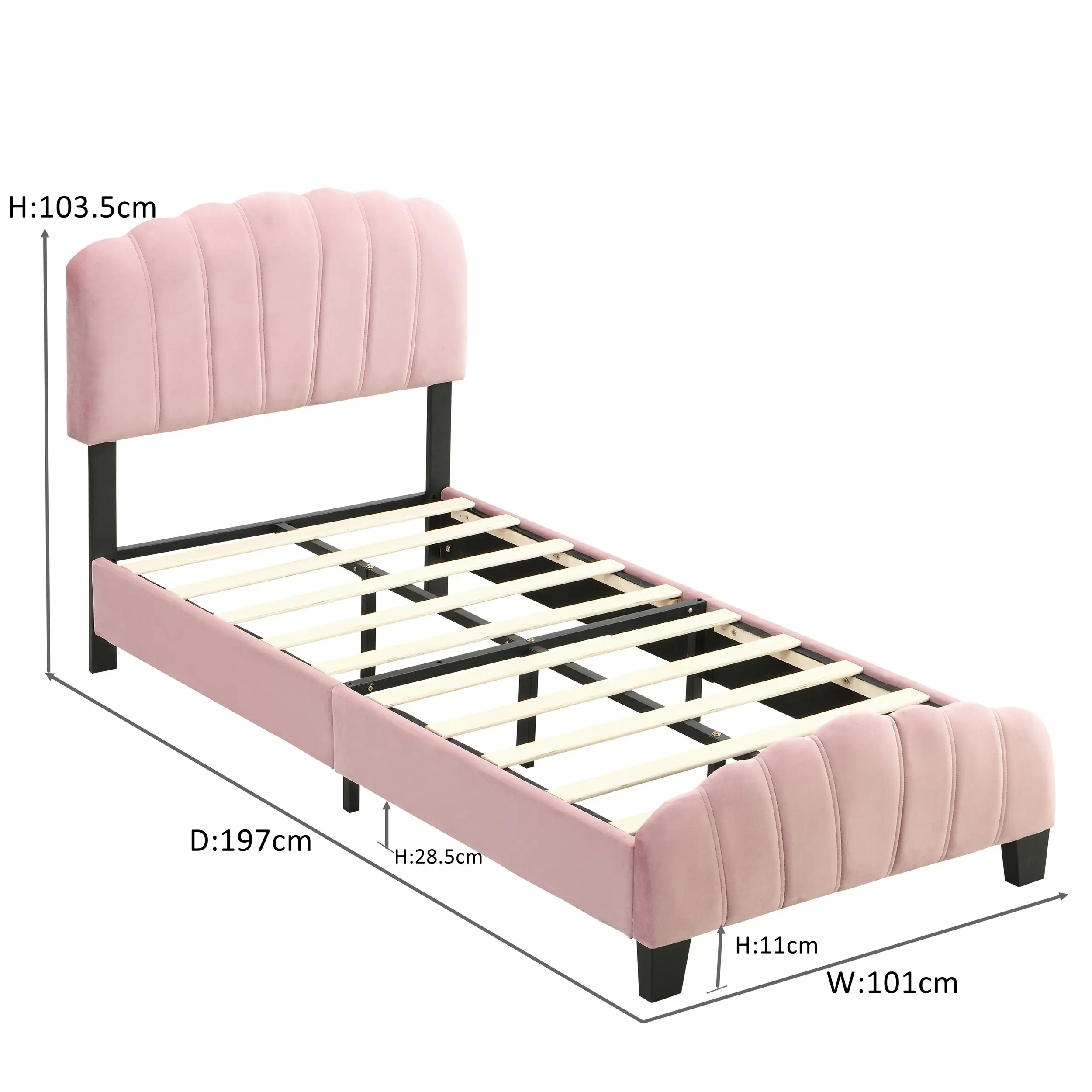 IHOMDEC Shell-Style Single Kid¡¯s Bed Frame Base Mattress Platform BEF04 Pink