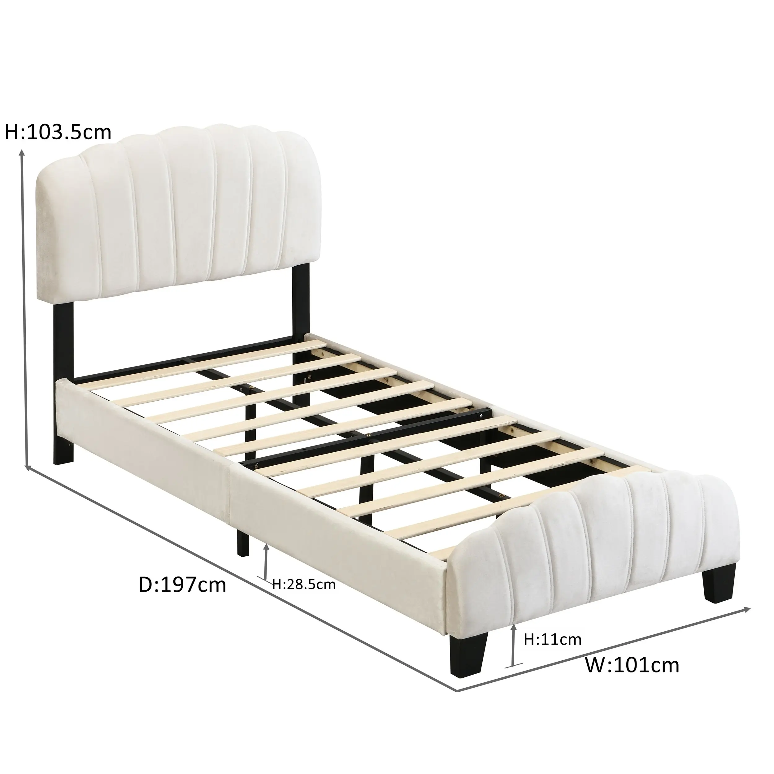 IHOMDEC Shell-Style Single Kid¡¯s Bed Frame Base Mattress Platform BEF04 Beige