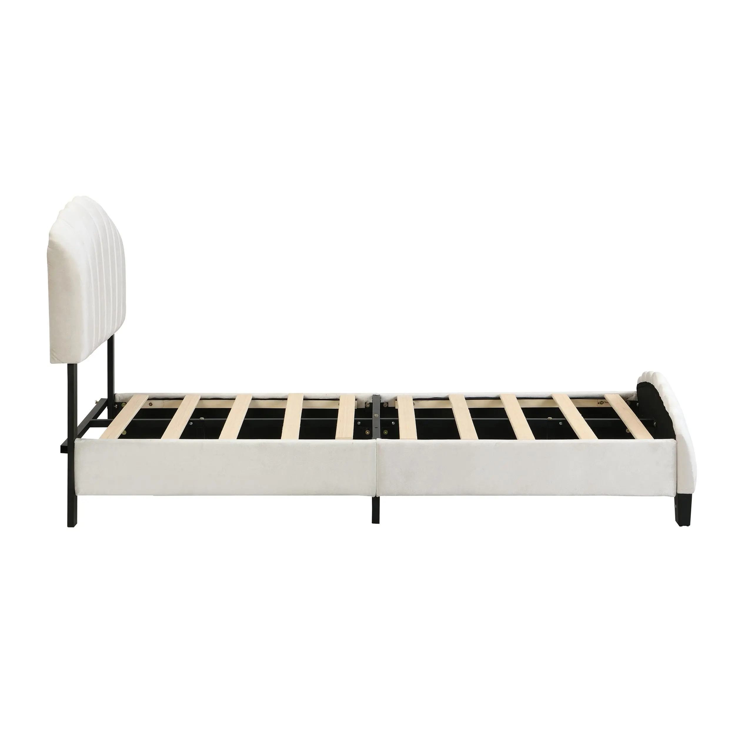 IHOMDEC Shell-Style Single Kid¡¯s Bed Frame Base Mattress Platform BEF04 Beige