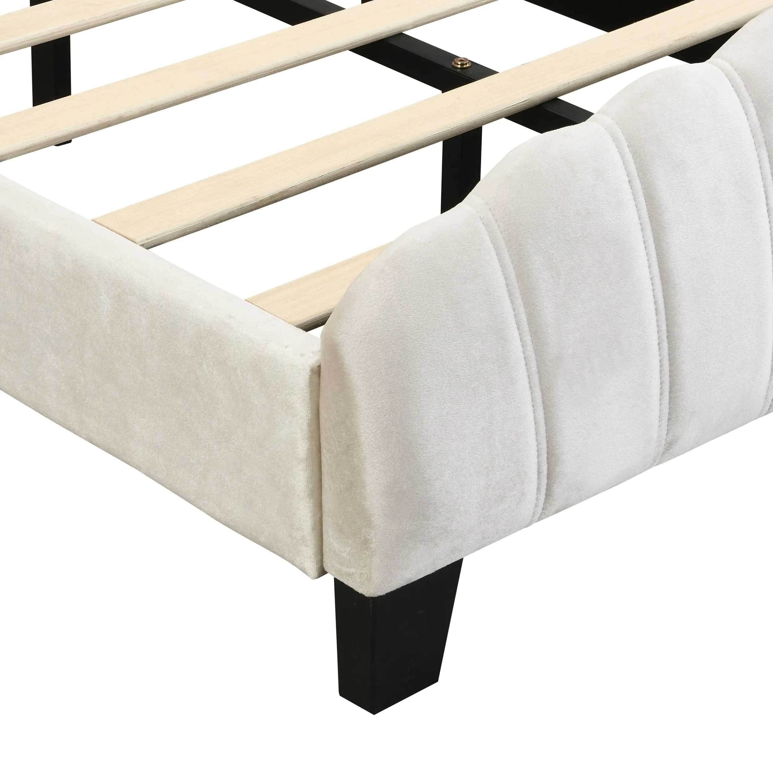 IHOMDEC Shell-Style Single Kid¡¯s Bed Frame Base Mattress Platform BEF04 Beige