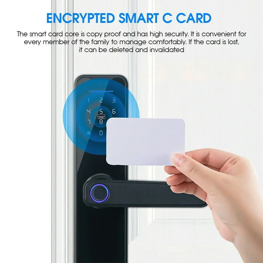 Home Wifi Smart Door Lock Biometric Fingerprint Card Password Key Usb - One Size