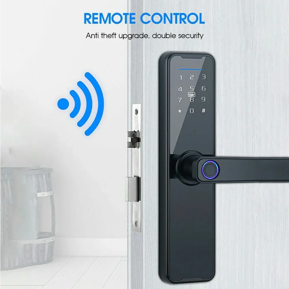 Home Wifi Smart Door Lock Biometric Fingerprint Card Password Key Usb - One Size