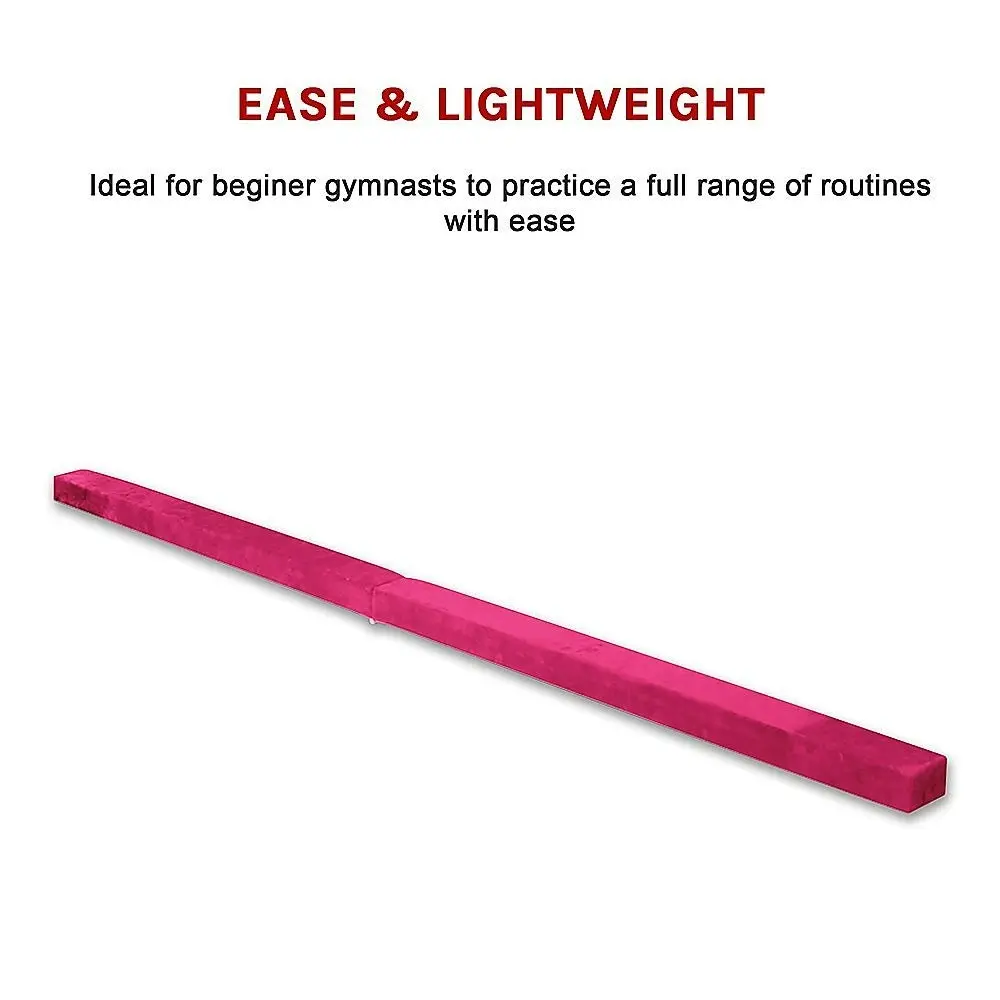 2.2M Gymnastics Folding Balance Beam Pink Synthetic Suede - One Size