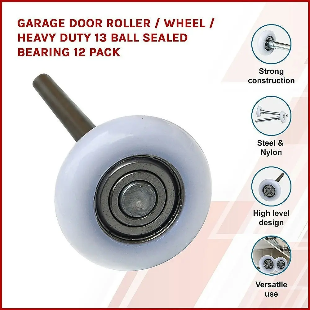 Garage Door Roller / Wheel Heavy Duty 13 Ball Sealed Bearing 12 Pack - One Size