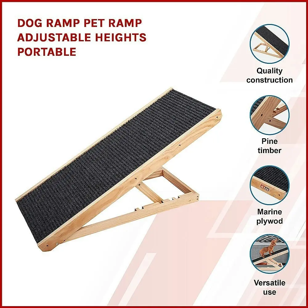 Dog Ramp Pet Adjustable Heights Portable - One Size