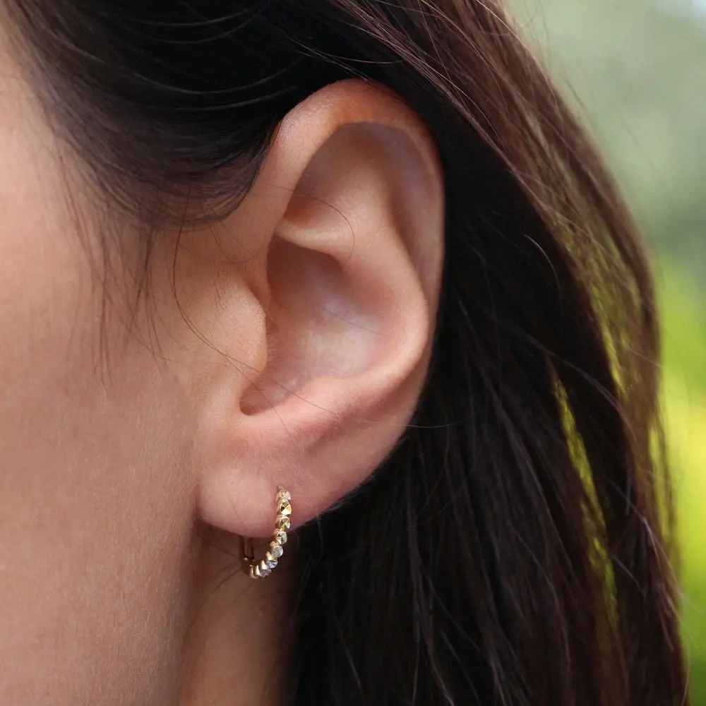 9ct Yellow Gold Hoop Patterned Earrings