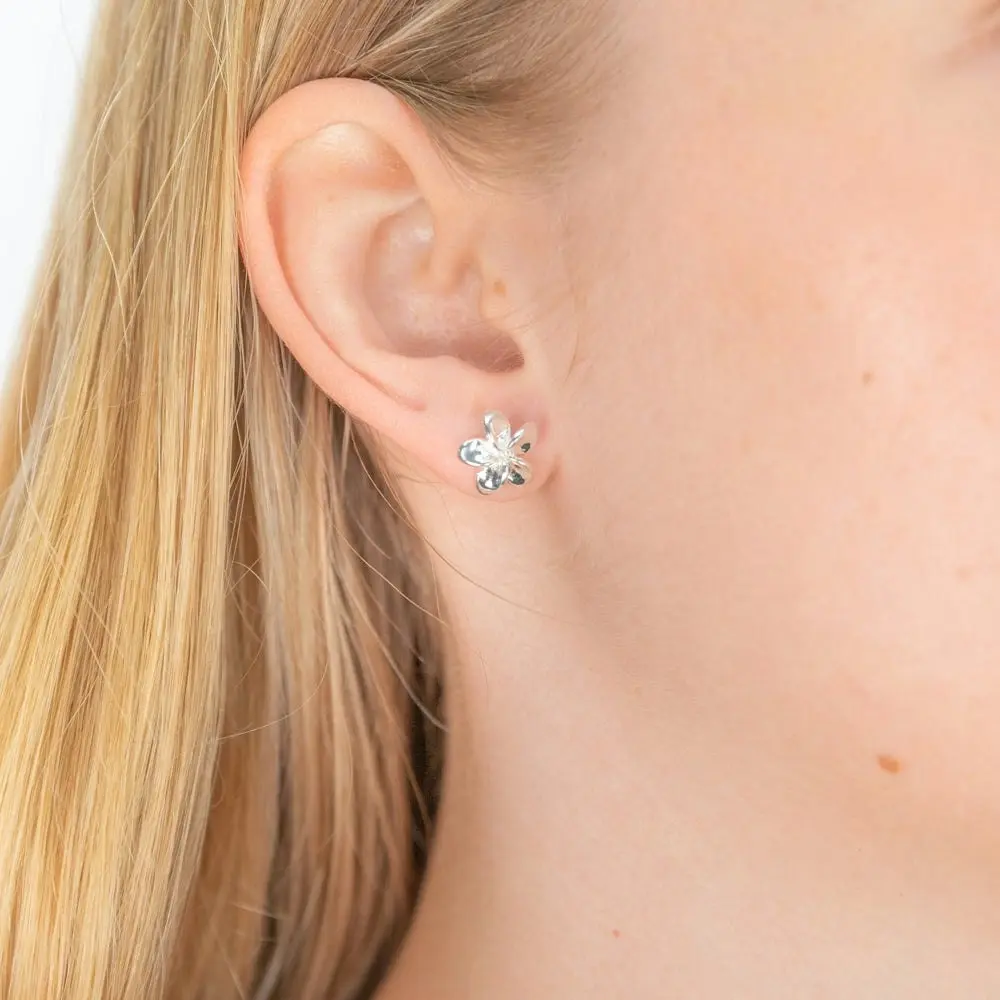 Sterling Silver Frangipani Stud Earrings