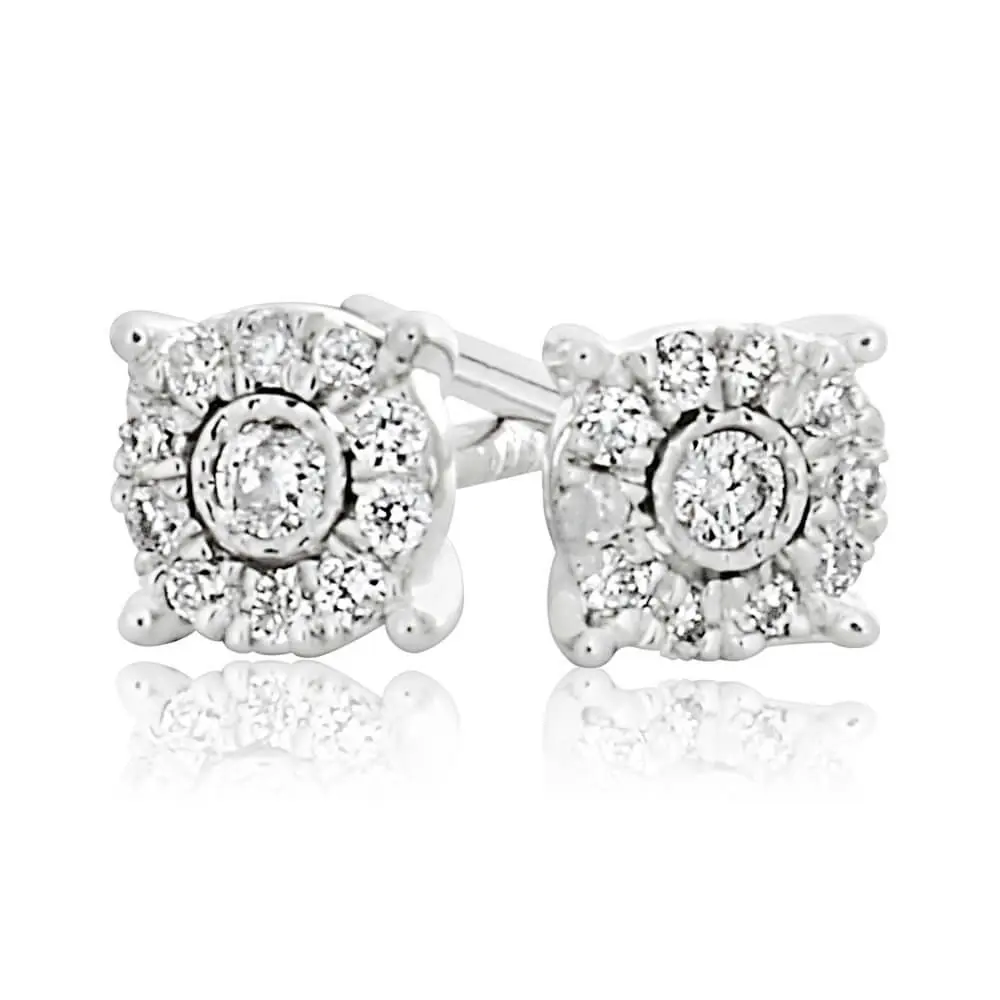 9ct White Gold Sublime Diamond Stud Earrings