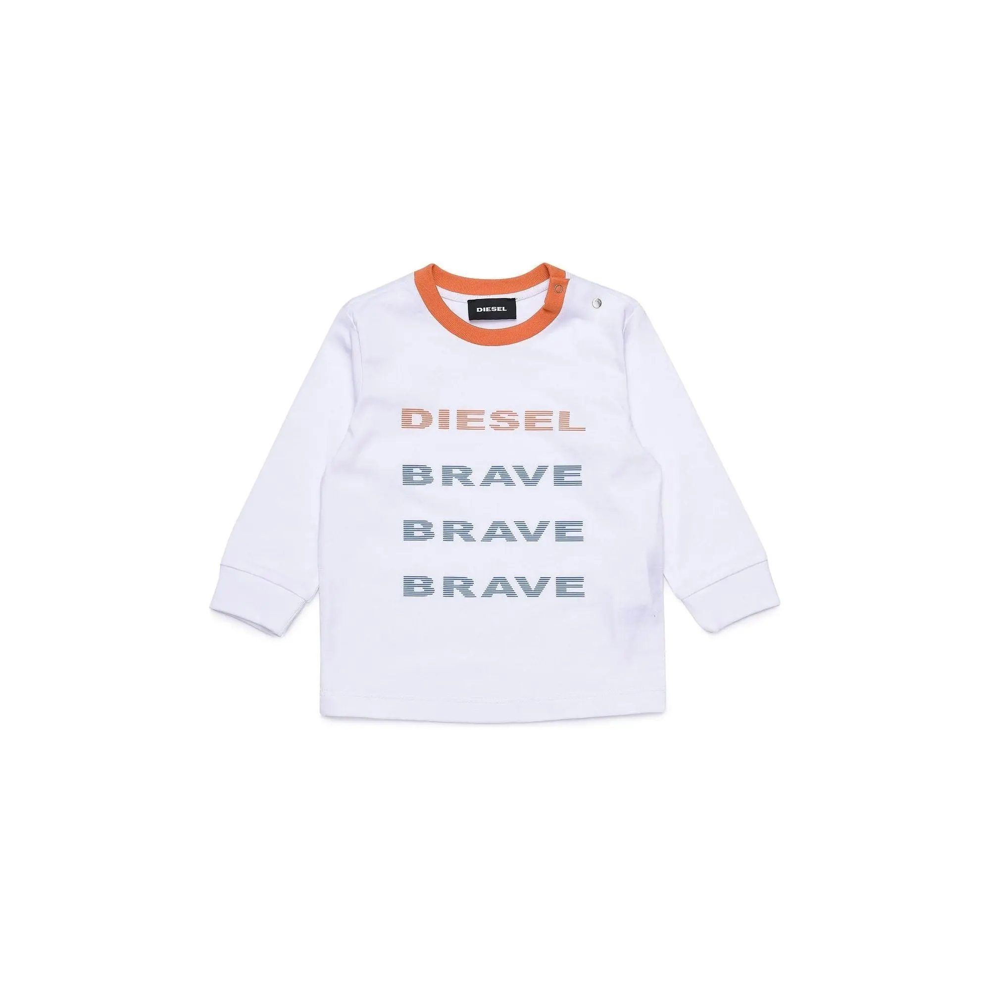 Diesel Babies White Long Sleeve T-shirt With Brave Text