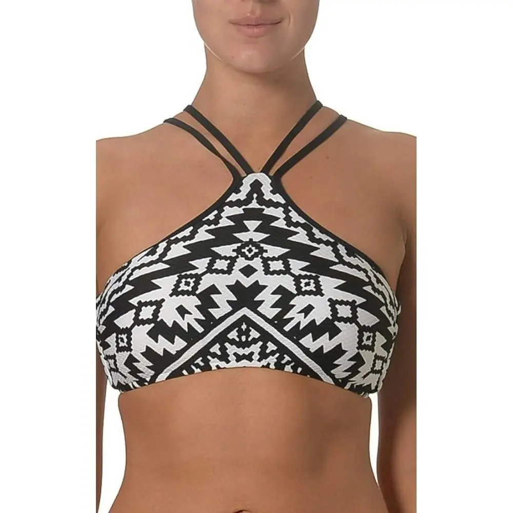 Seafolly Kasbah High Neck Tank Bikini Top - Black & White