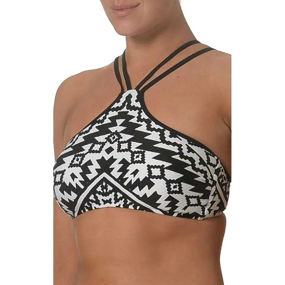 Seafolly Kasbah High Neck Tank Bikini Top - Black & White