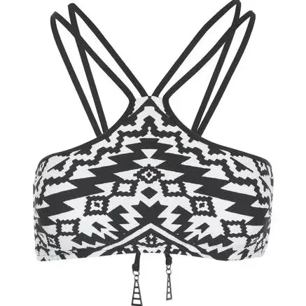 Seafolly Kasbah High Neck Tank Bikini Top - Black & White