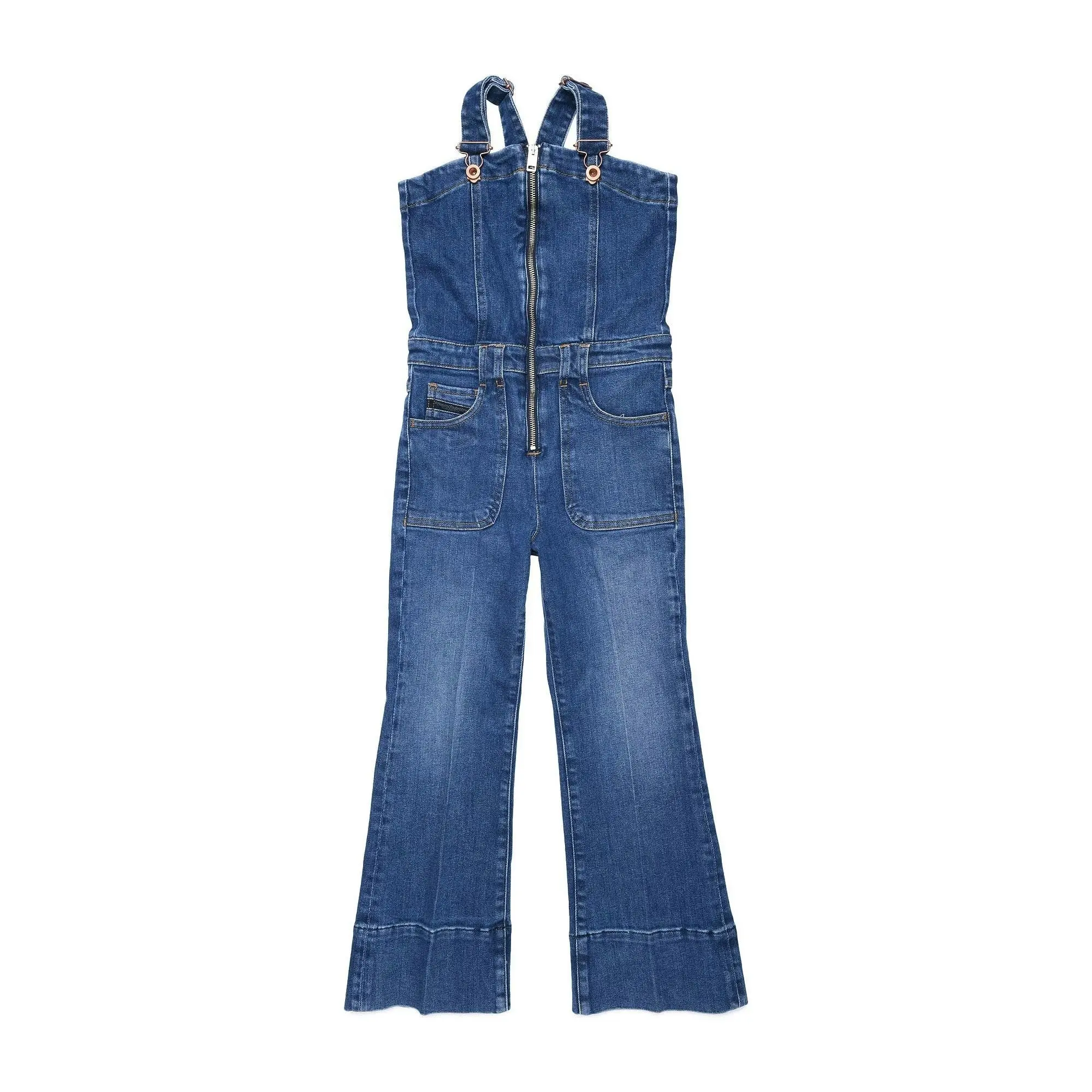 Diesel Girls Blue Denim Zip Up Jumpsuit