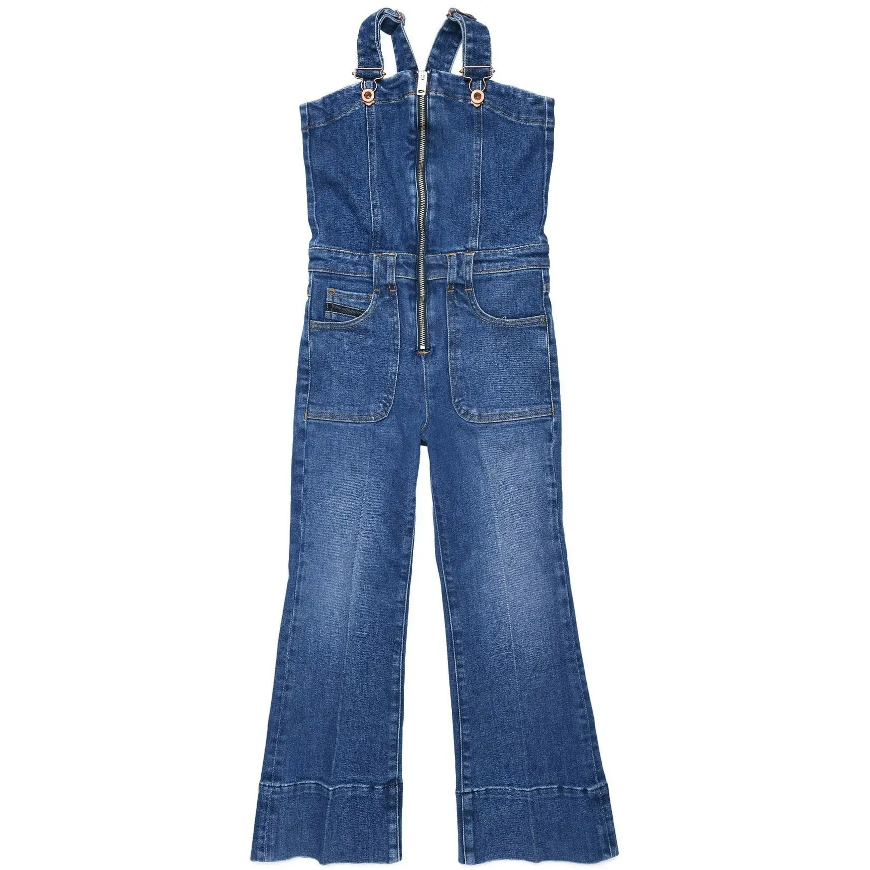 Diesel Girls Blue Denim Zip Up Jumpsuit