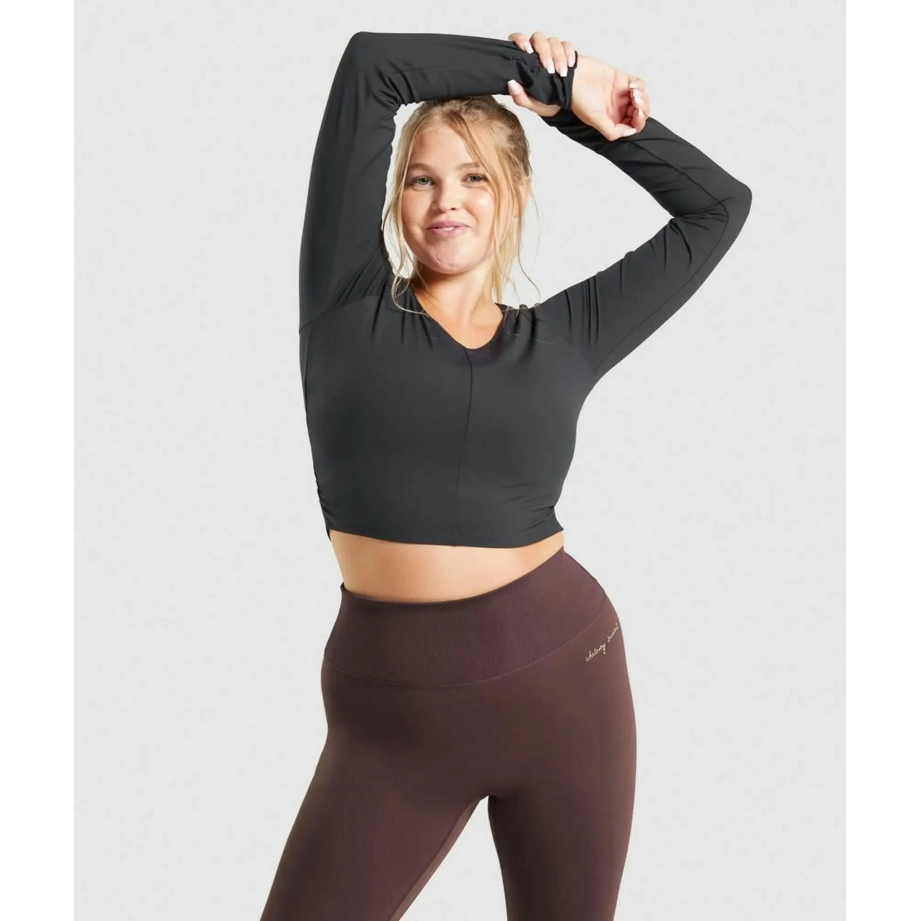 Gymshark Womens Long Sleeve Whitney Crop Top - Black