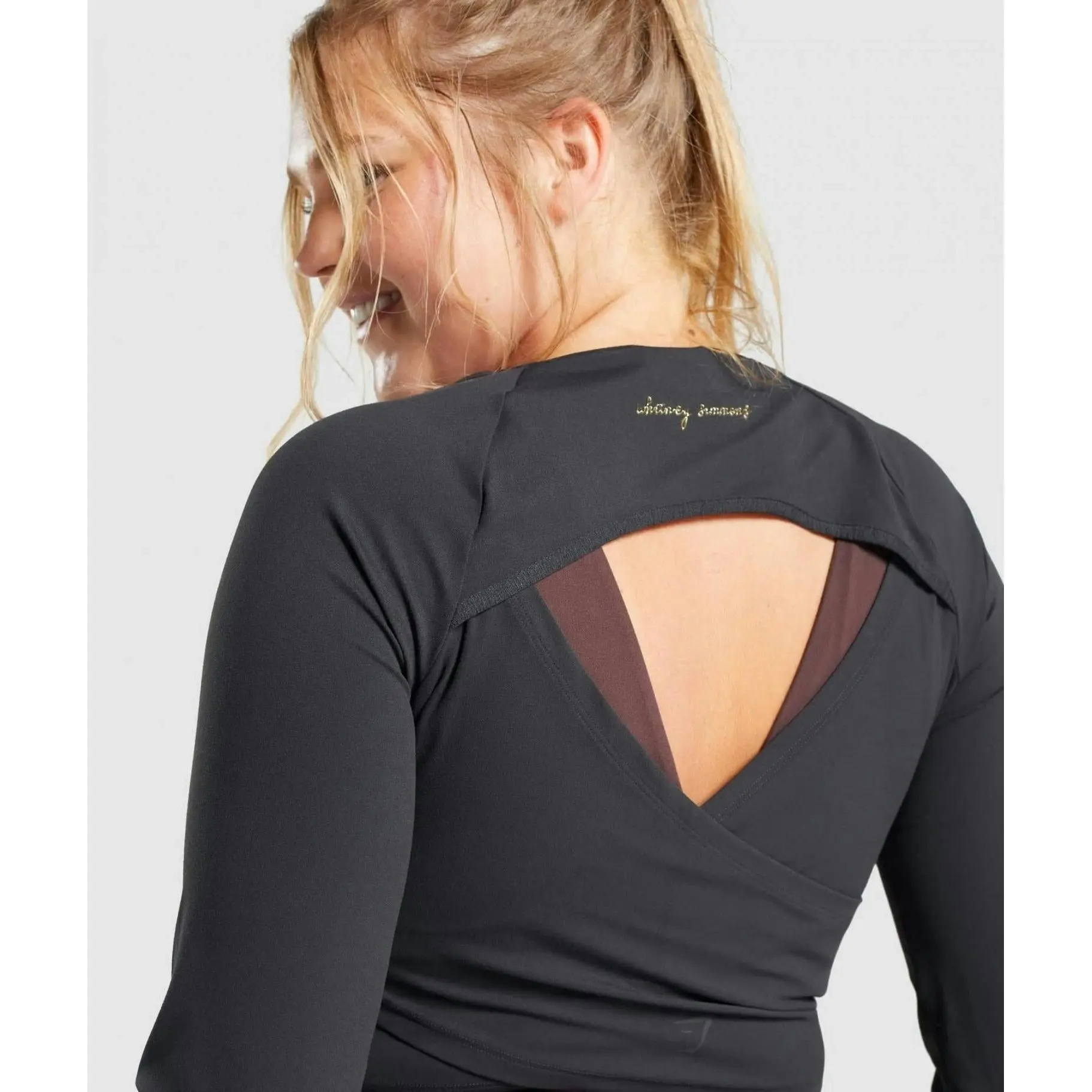 Gymshark Womens Long Sleeve Whitney Crop Top - Black