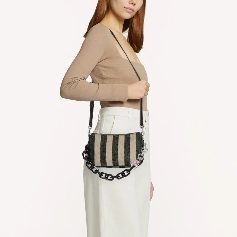 Furla 'moon' Shoulder Bag - Stripped Toni Nero