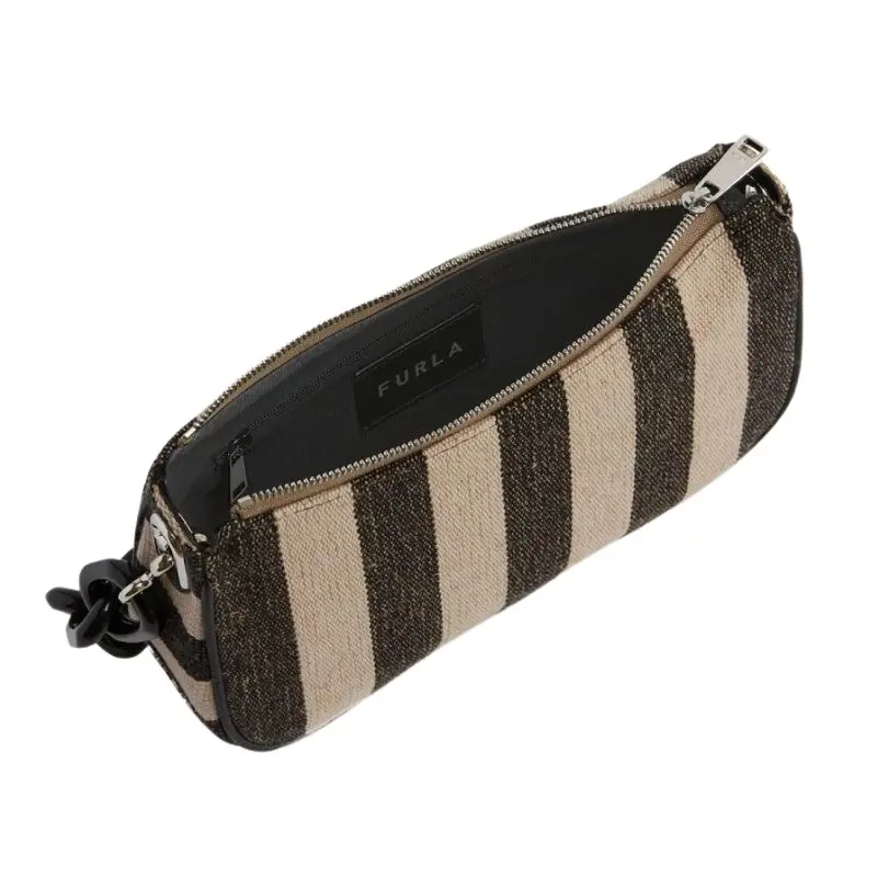 Furla 'moon' Shoulder Bag - Stripped Toni Nero