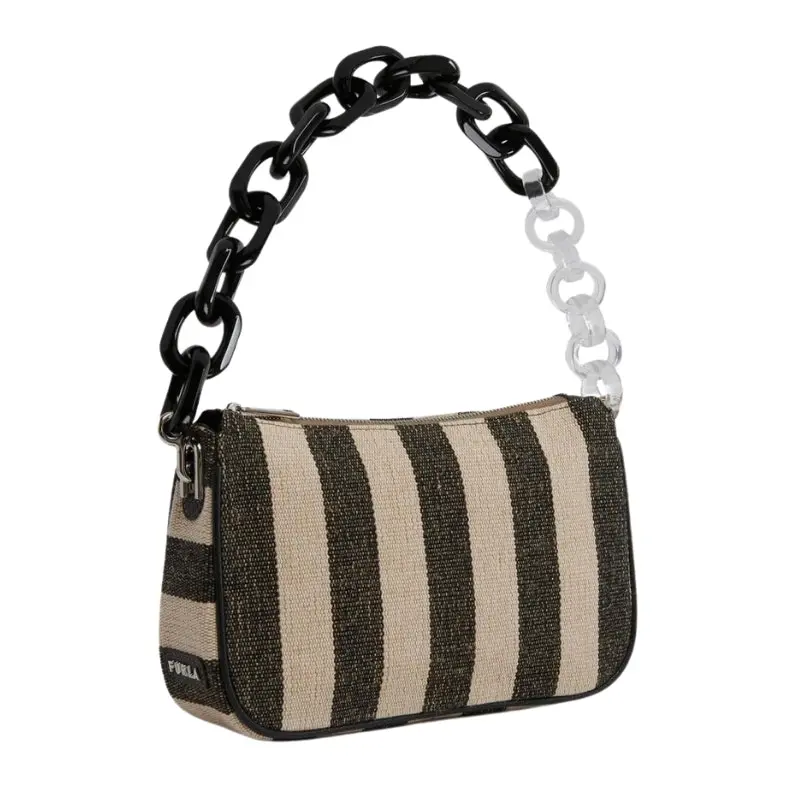 Furla 'moon' Shoulder Bag - Stripped Toni Nero