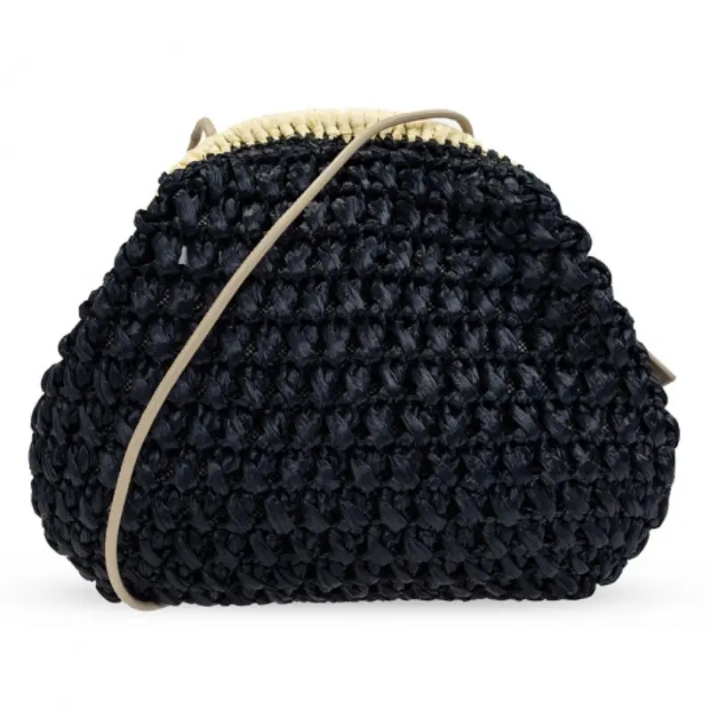 Furla Essential Woven Clutch Crossbody Bag - Black & Cream