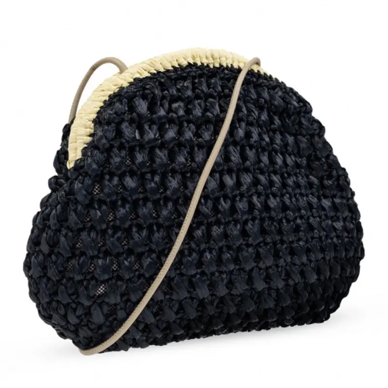 Furla Essential Woven Clutch Crossbody Bag - Black & Cream