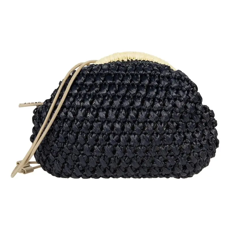 Furla Essential Woven Clutch Crossbody Bag - Black & Cream