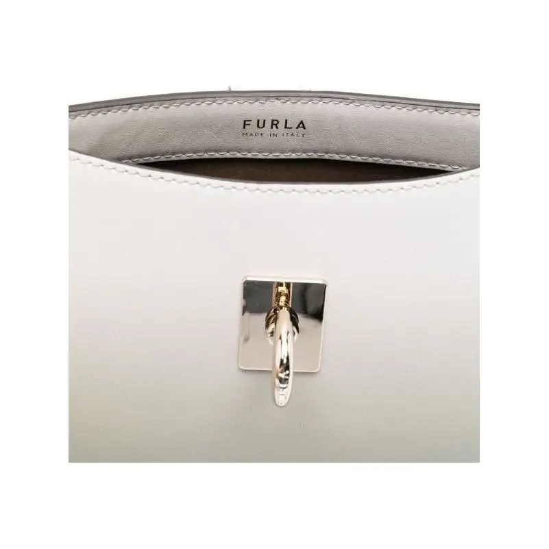 Furla Unica Mini Crossbody - Vitello Roma White And Gold