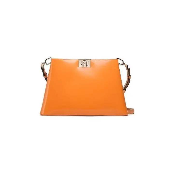 Furla Fleur Shoulder Bag - Vitello Roma Orange And Gold