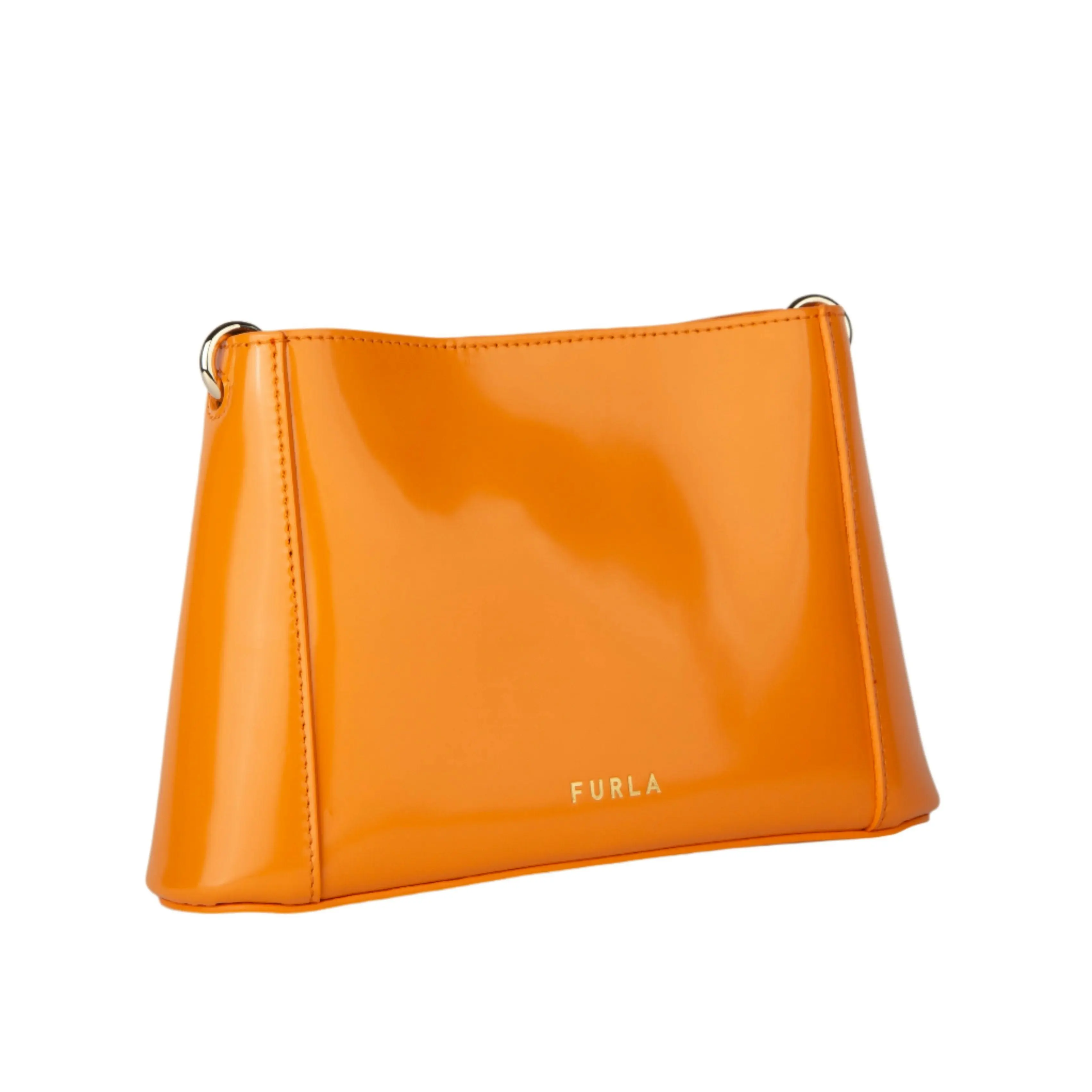 Furla Fleur Shoulder Bag - Vitello Roma Orange And Gold