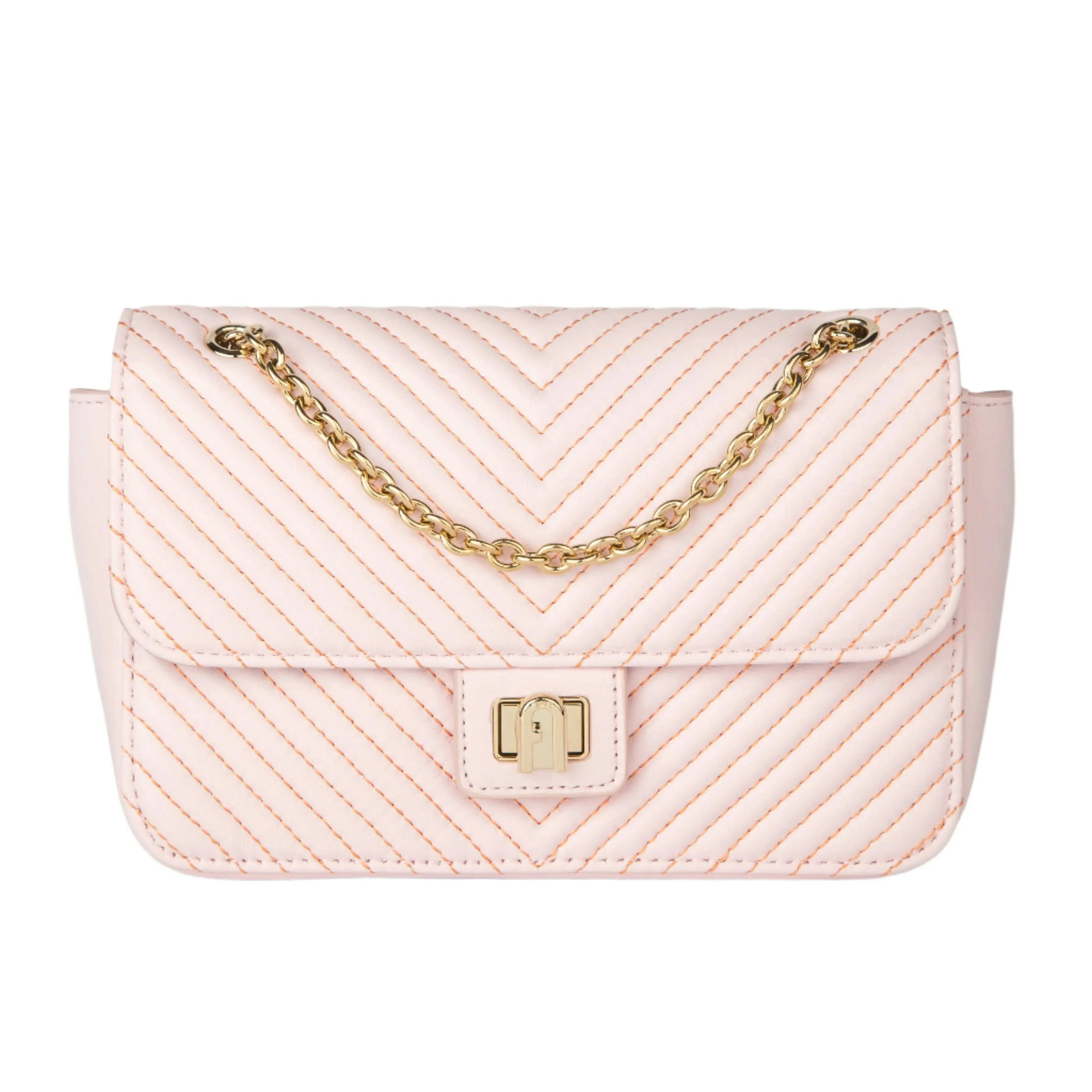 Furla Pop Star Crossbody - Nappa Burnish Pastel Pink And Gold