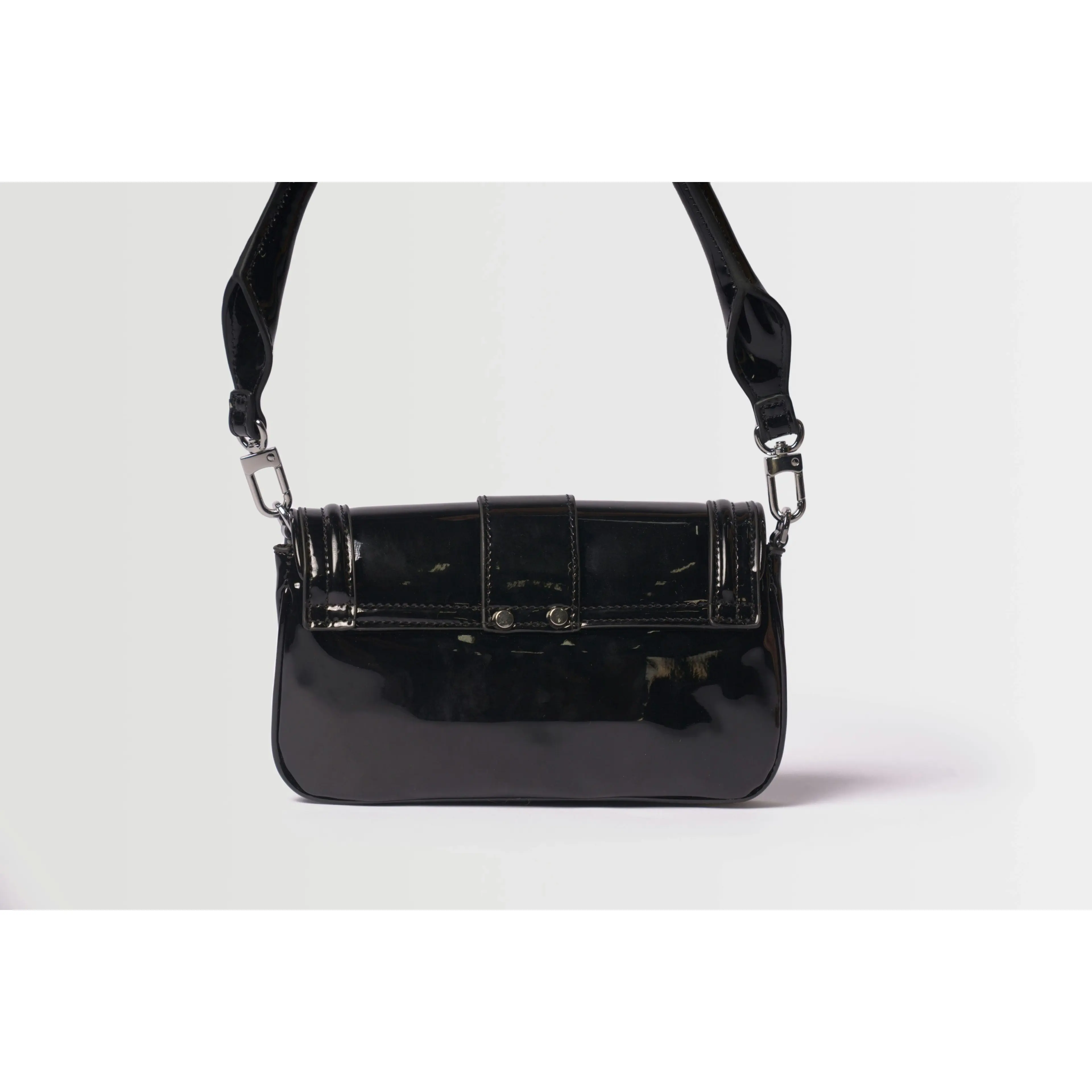 Topshop Women's Black Patent Shoulder Bag