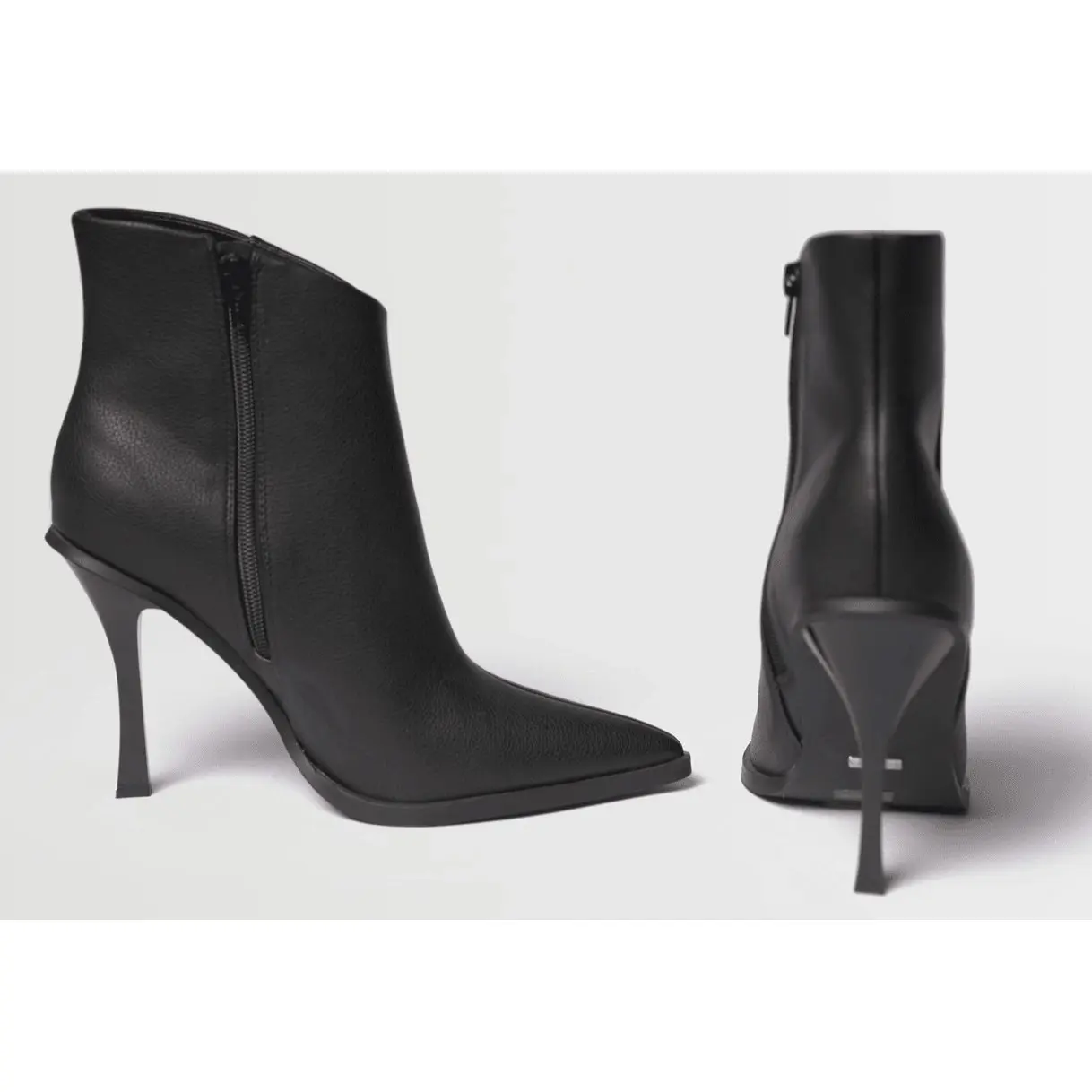 Topshop Women's Black Leather Stiletto Pointed Toe Boots