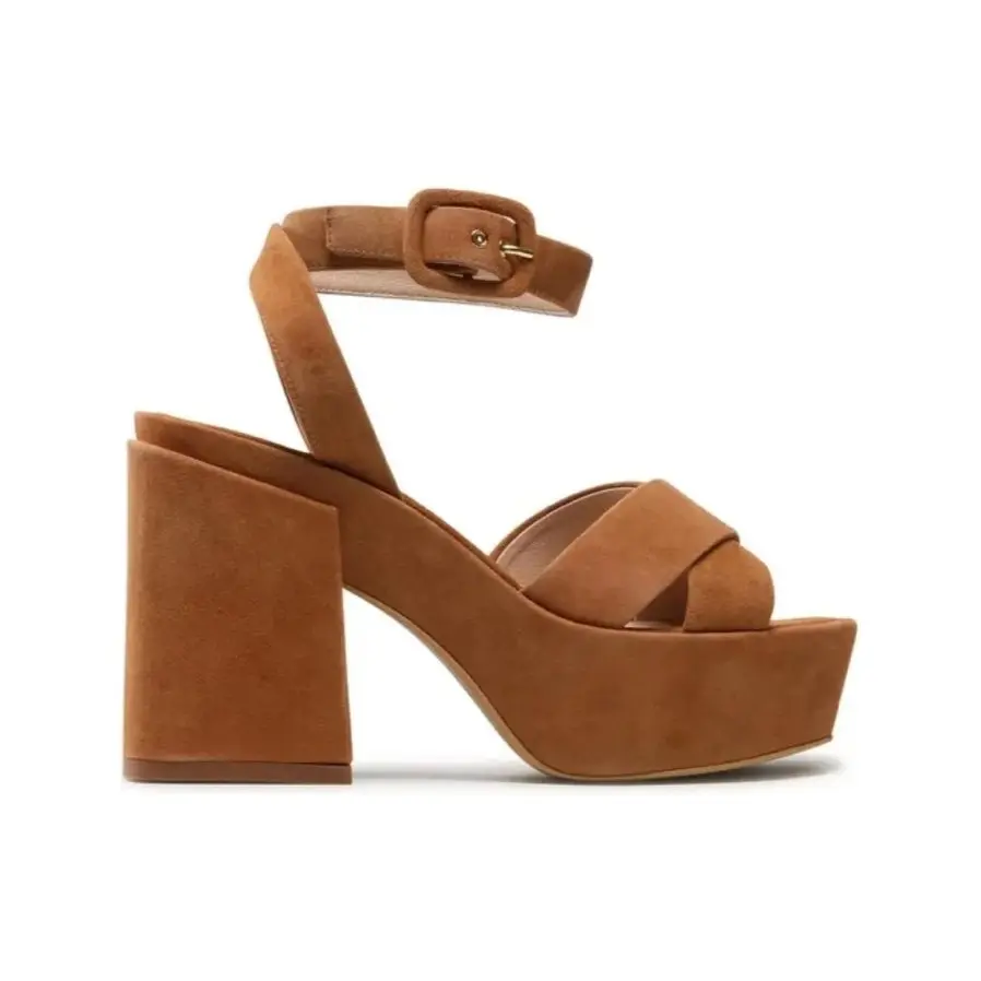 Furla Women's Cross Platform Sandal Heels - Miele Tan