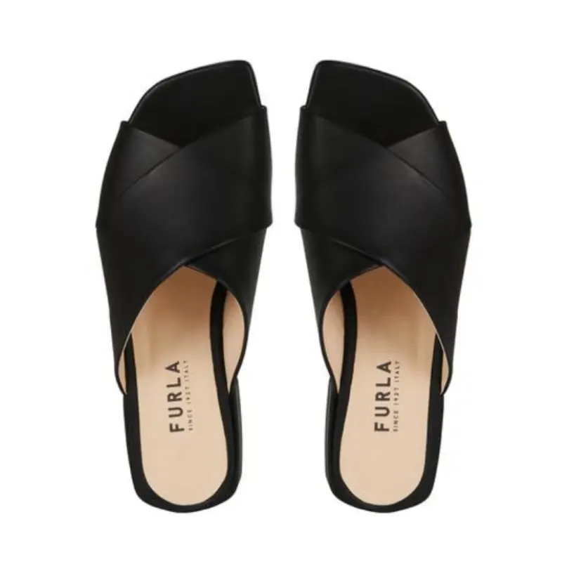 Furla Women's Sabot Cross Mule Sandals T.20 - Nero