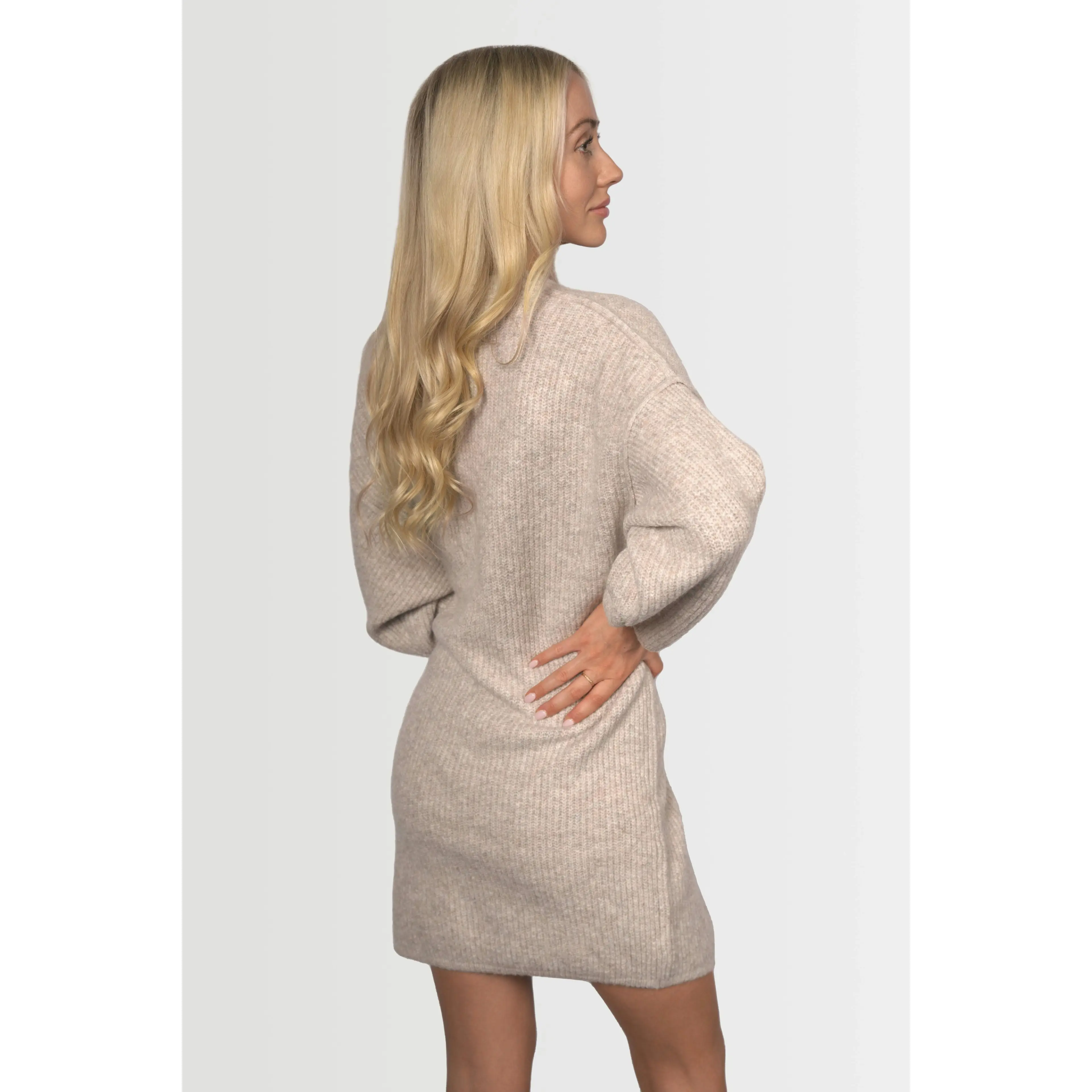 Topshop Women's Maternity V-neck Long Sleeve Knit Dress - Mink Beige