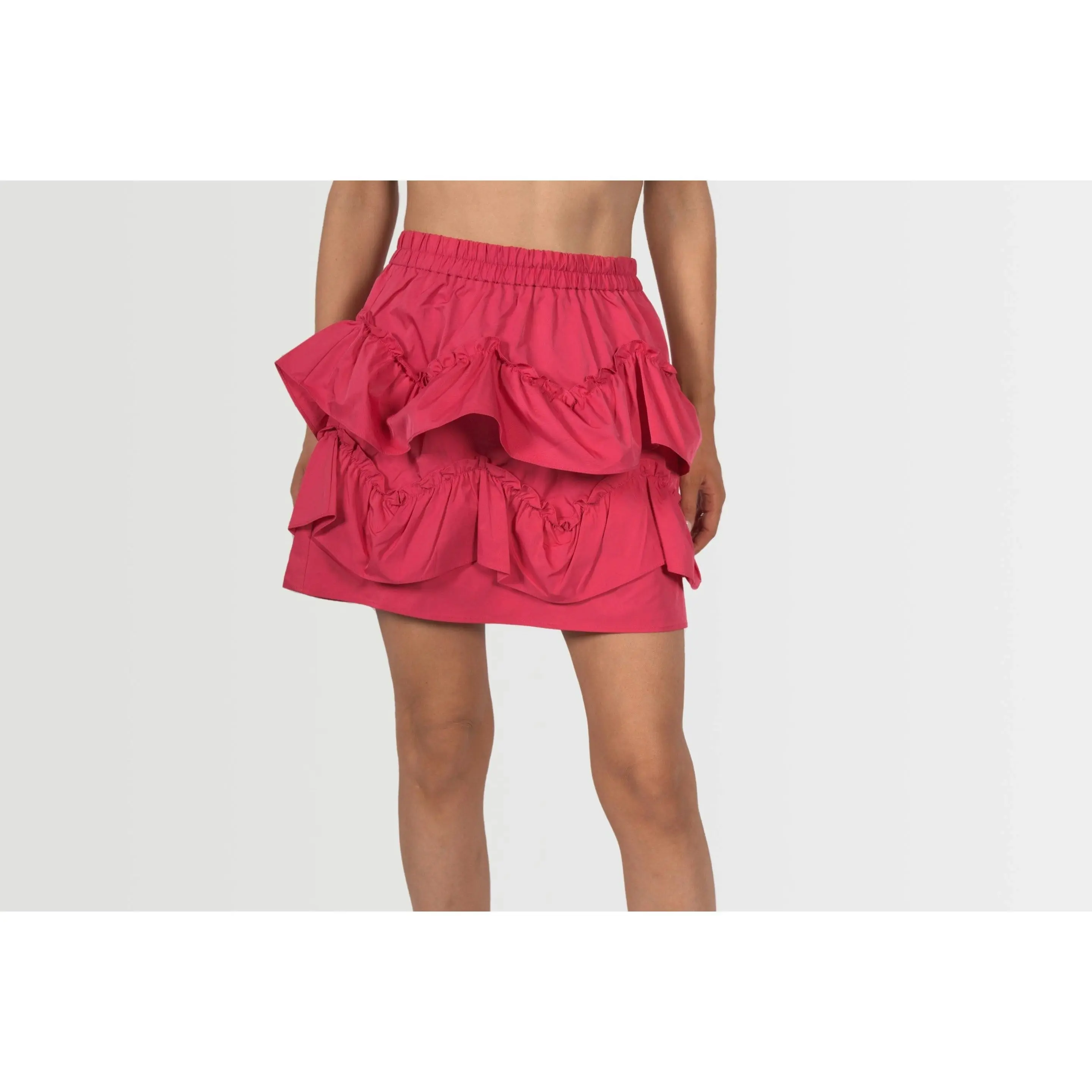 Topshop Women's Taffeta Ruffle Mini Skirt - Pink