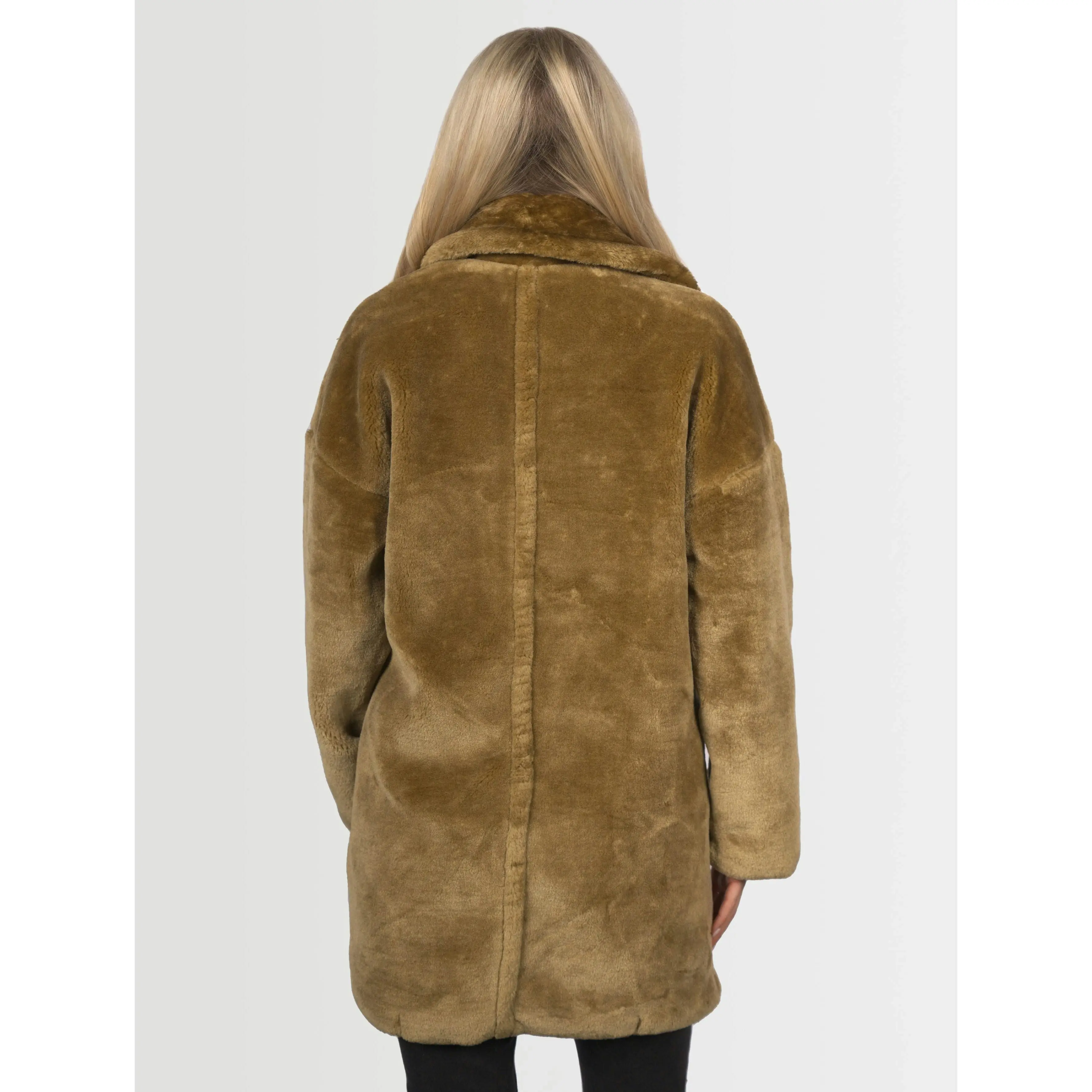 Topshop Women's Hazel Faux Fur Coat - Mustard