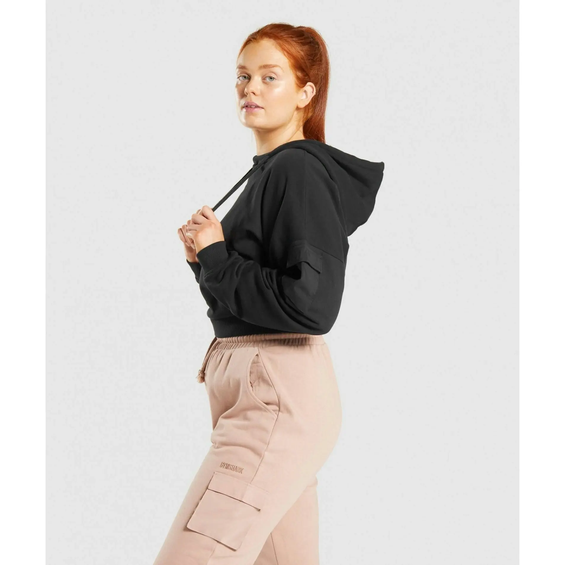 Gymshark Release Cropped Pullover Hoodie - Black