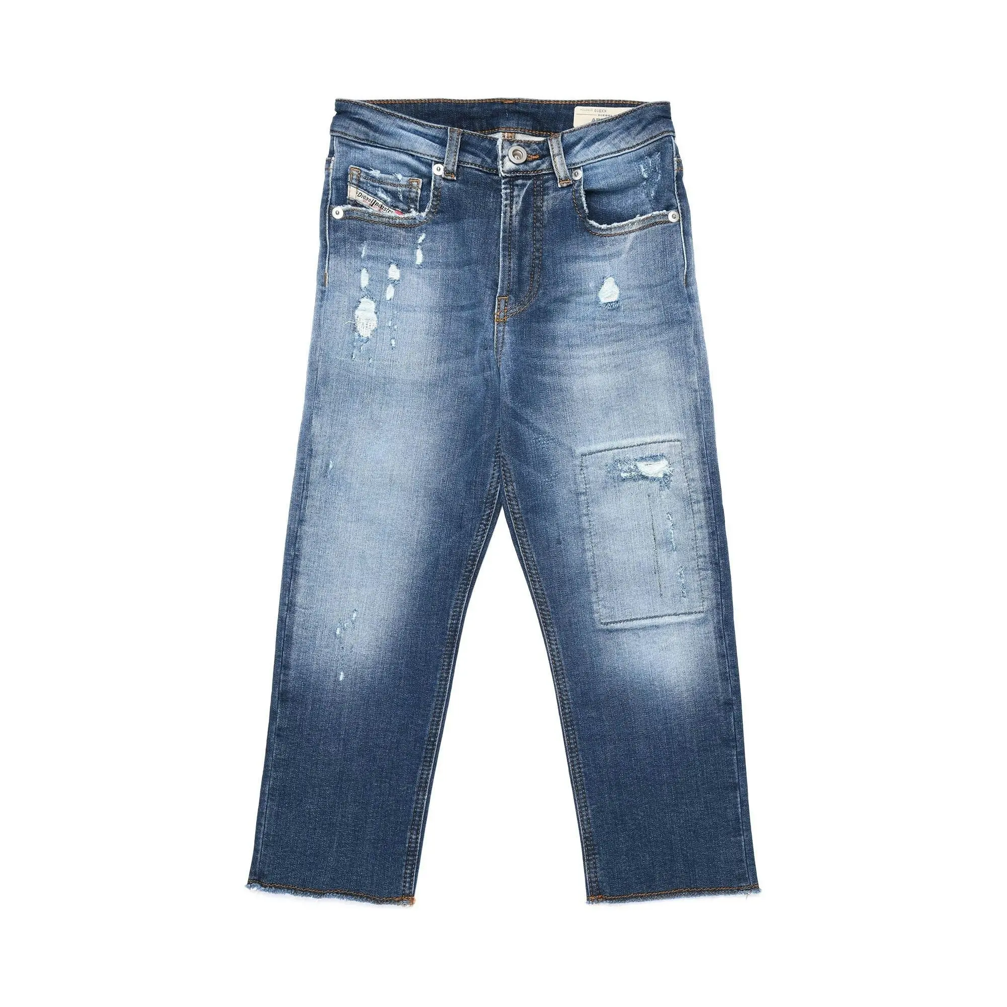 Diesel Girls Aryel Washed Straight Leg Jeans In Blue