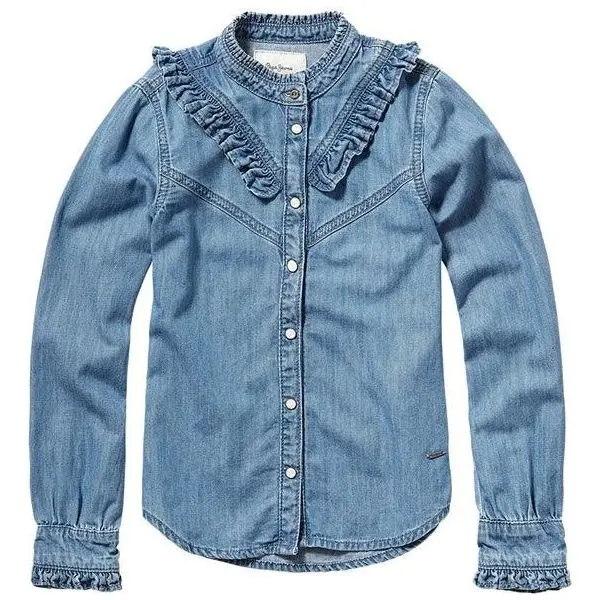 Pepe Kids Pepe Jeans Girls Rosy Ruffled Denim Shirt