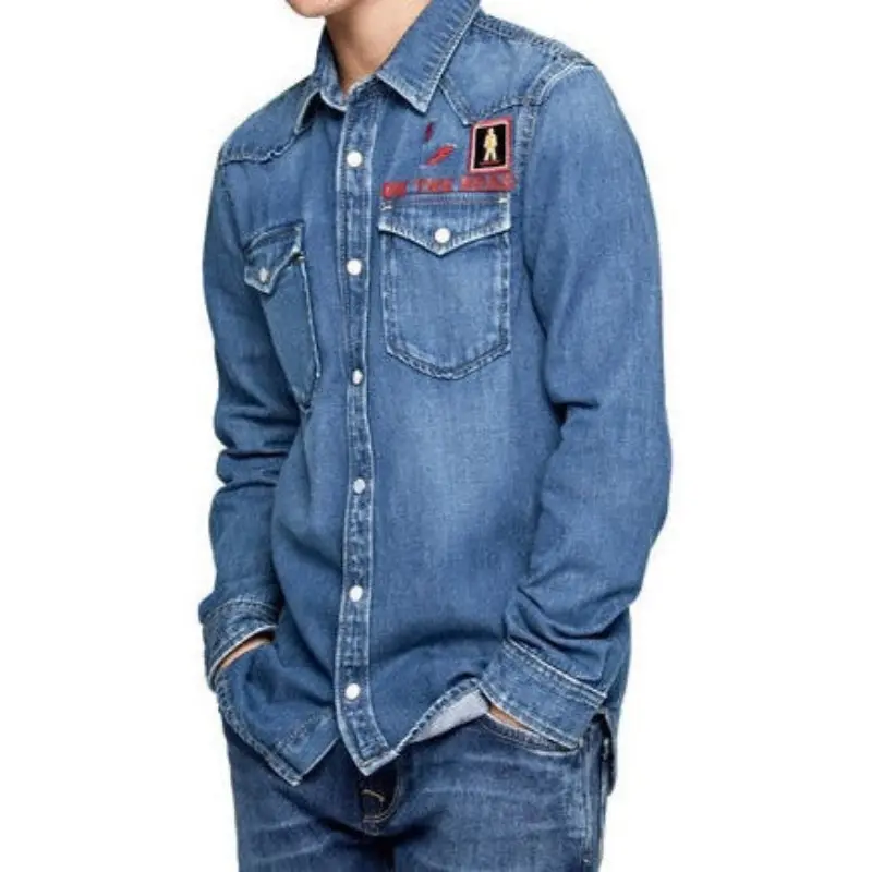 Pepe Kids Pepe Jeans Boys Karson Badge Shirt Blue