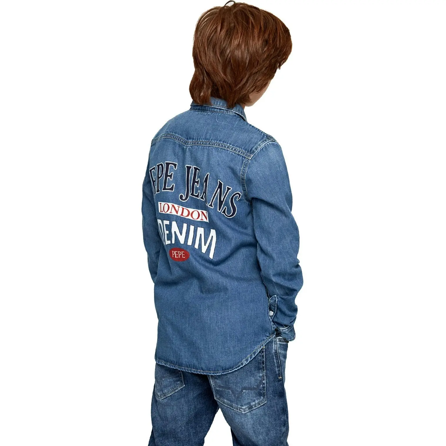 Pepe Kids Pepe Jeans Boys Karson Badge Shirt Blue