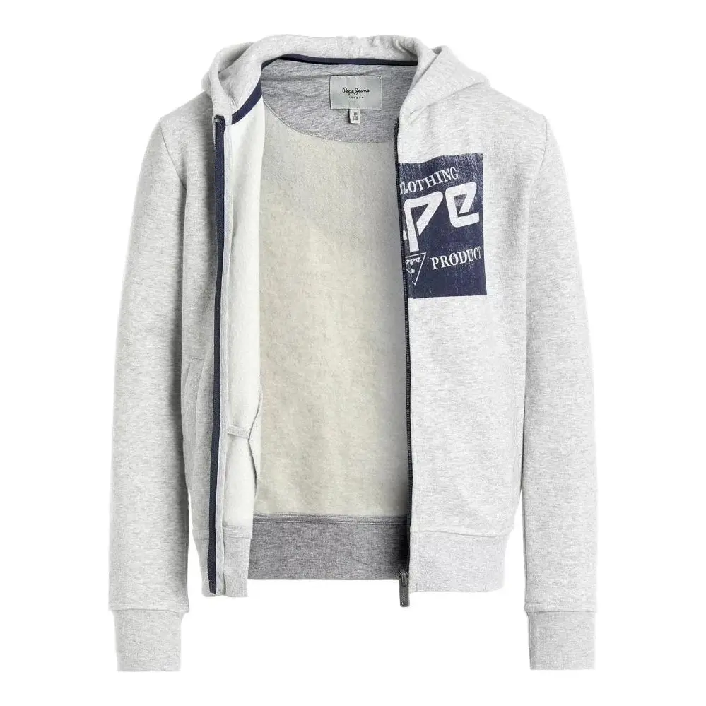 Pepe Kids Pepe Jeans Teen Boys Zip Up Hoodie With Logo Grey