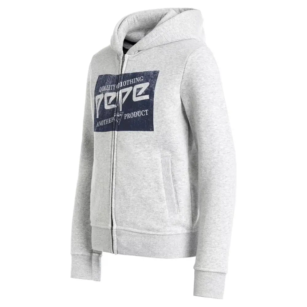 Pepe Kids Pepe Jeans Teen Boys Zip Up Hoodie With Logo Grey