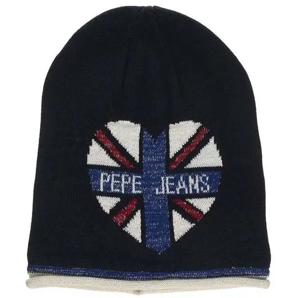 Pepe Kids Pepe Jeans Girls Union Jack Heart Beanie In Navy