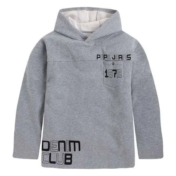 Pepe Kids Pepe Jeans Teen Boys Luit Jr Hoodie Sweater Grey Marle