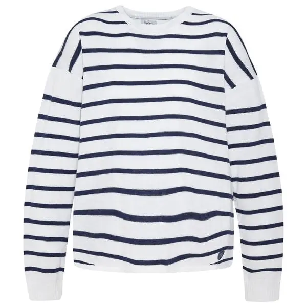 Pepe Kids Pepe Jeans Girls Selena Knit Sweater Stripe Chambray