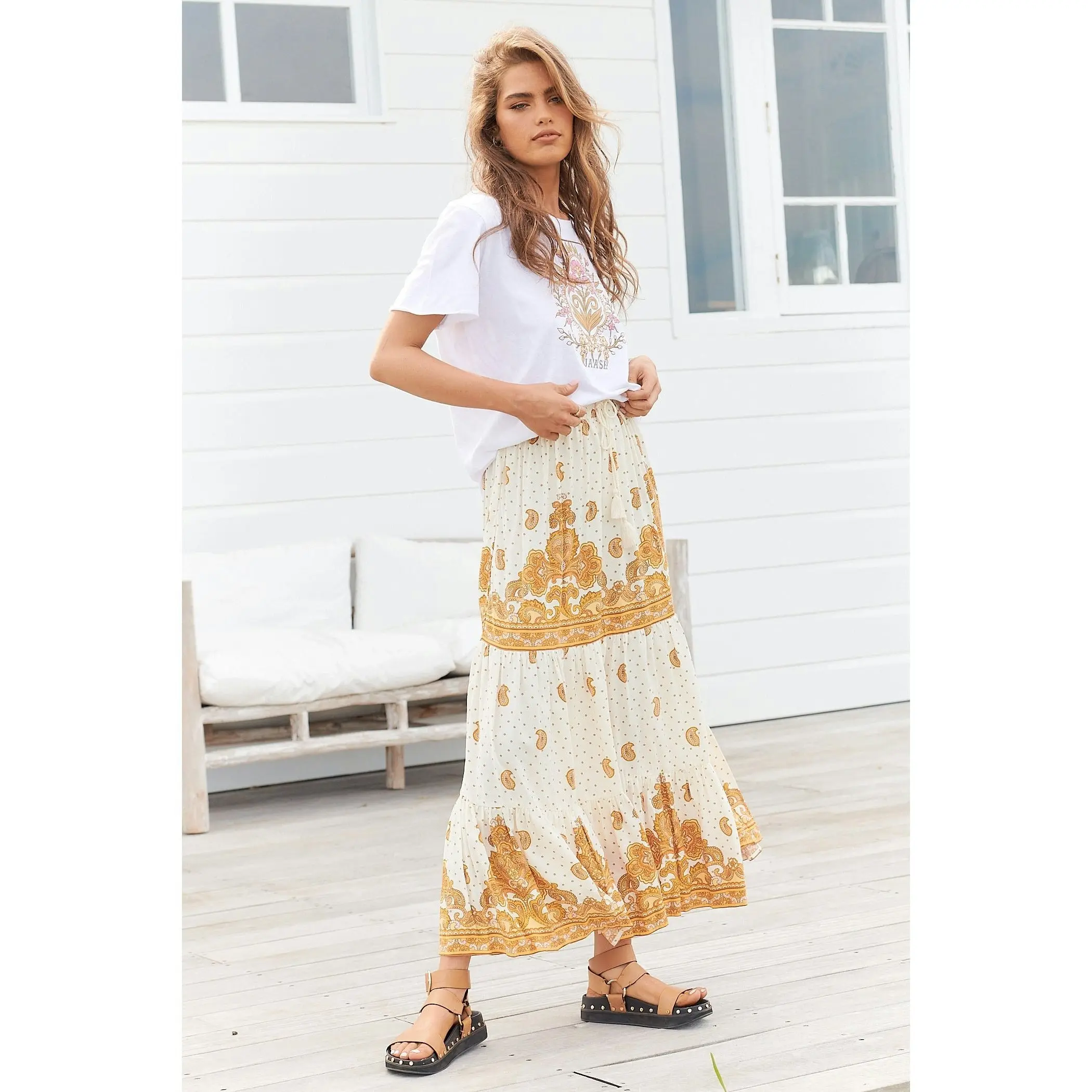 Jaase Sundown Print Riya Maxi Skirt