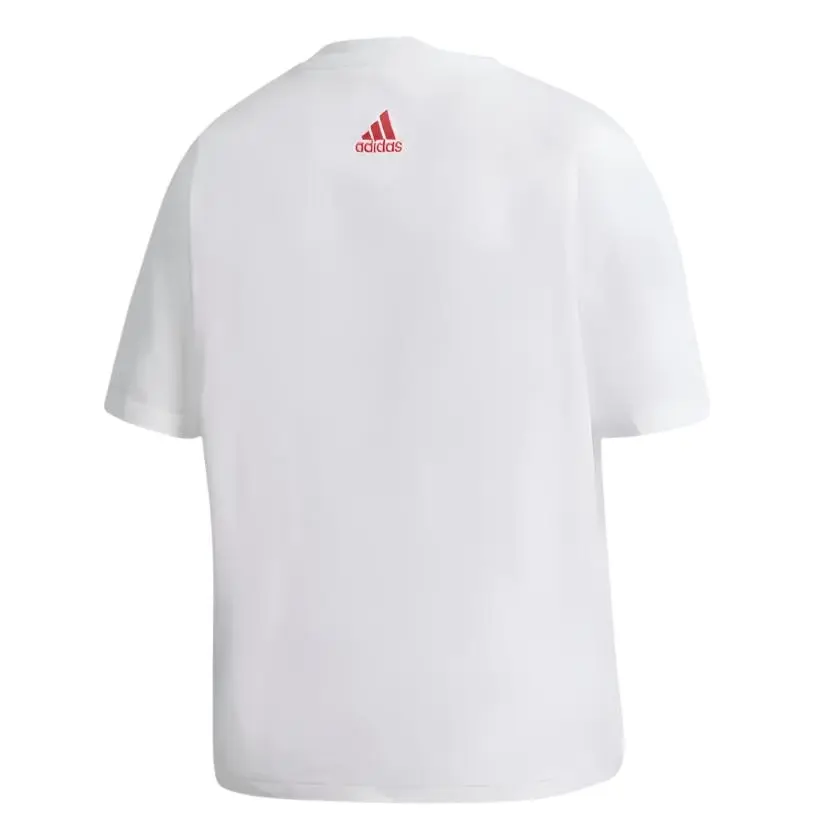 Adidas Women's White Graphic Cropped Boxy Tee